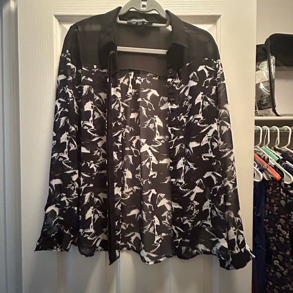 French Connection Black and White Blouse